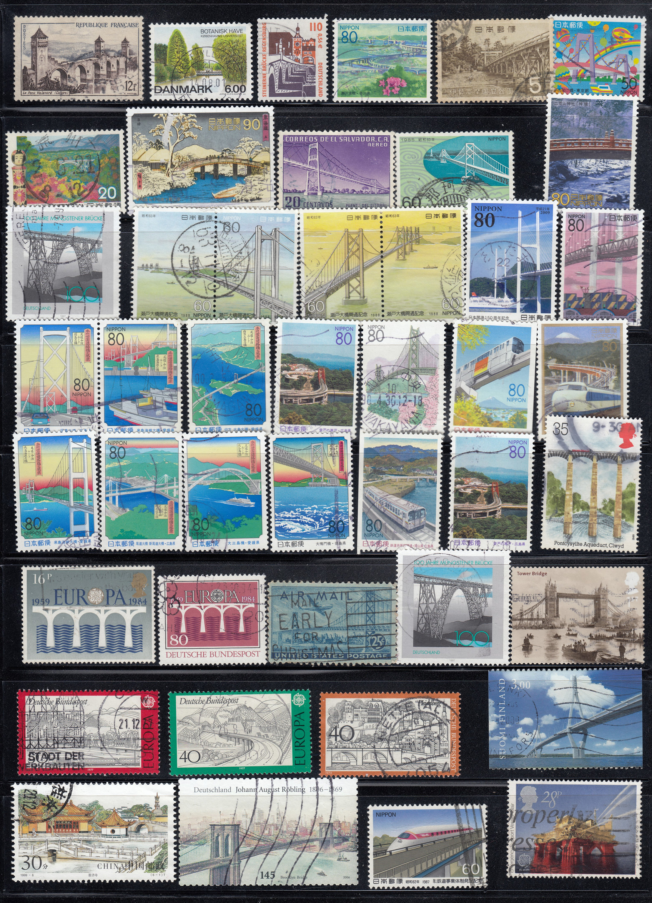 Vintage Bridge Used Postage Stamps All Different - for Stamp Collectors ...