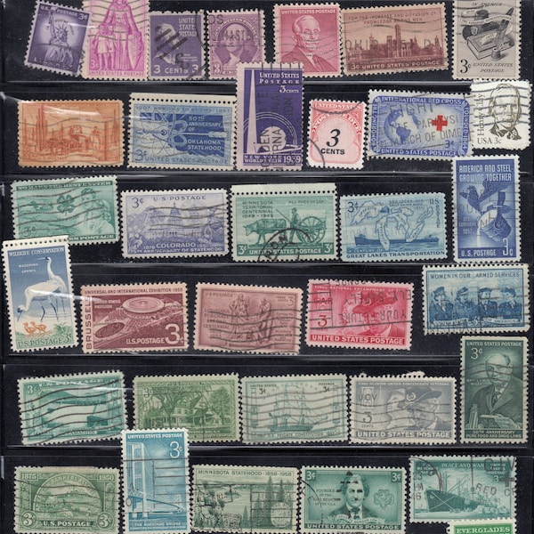 United States (US)- Vintage - all different stamp - Used/mint stamp pack - for artist, crafting, scrapbooking...