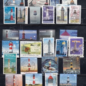 10 X - 46X 灯台 - ドイツ - 英国 - 米国 - 日本 アーティスト、クラフト、スクラップブッキング用の使用済み郵便切手...