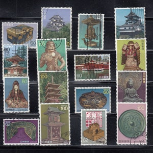Japan used stamp set 3rd National Treasure Series 1st to 8th issues 1987 to 1989 for artist, crafting, scrapbooking...
