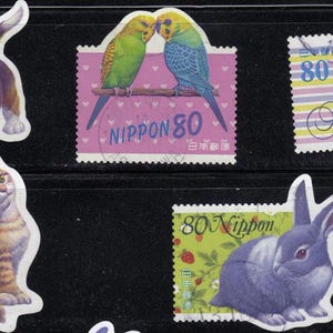 Japan  used postage stamps  - off paper - for artist, crafting, scrapbooking...