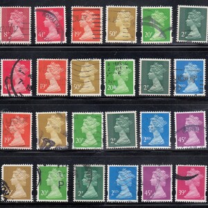 Sellos postales antiguos arcoíris usados, Reina Isabel II: para coleccionar sellos, hacer álbumes de recortes y manualidades.