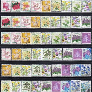 Japan used stamp MIXTURE - FLOWER, Forest  - off paper for Stamp Collectors, Artist, crafting, scrapbooking...