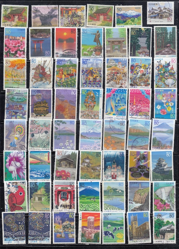 日本のヴィンテージ切手：使用済み、種類も様々 - Etsy 日本