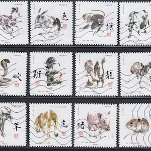 12X Znaki zodiaku Francji - chiński zodiak bez papieru - dla artystów, rzemieślników, scrapbookingu...