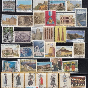 Griechenland gebrauchte Vintage Briefmarken Lot - aus Papier 414 Briefmarken -alle unterschiedlich- für Künstler, zum Basteln, Scrapbooking...