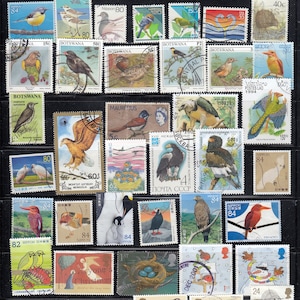 Colecciones de sellos de aves: antiguos y recientes: lotes de sellos postales usados, sin papel, usados en buen estado
