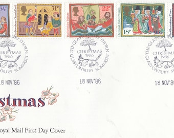 Vintage 1980s UK Christmas First Day Cover Stamps