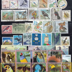 used stamp collection --Birds--  off pager -- all different--for stamp collectors, artist, crafting, scrapbooking...