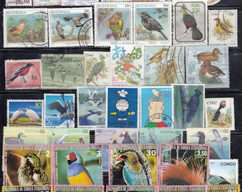 南太平洋の島ツバルのヴィンテージ切手5枚（新品・ツバル鳥）5MTUVB