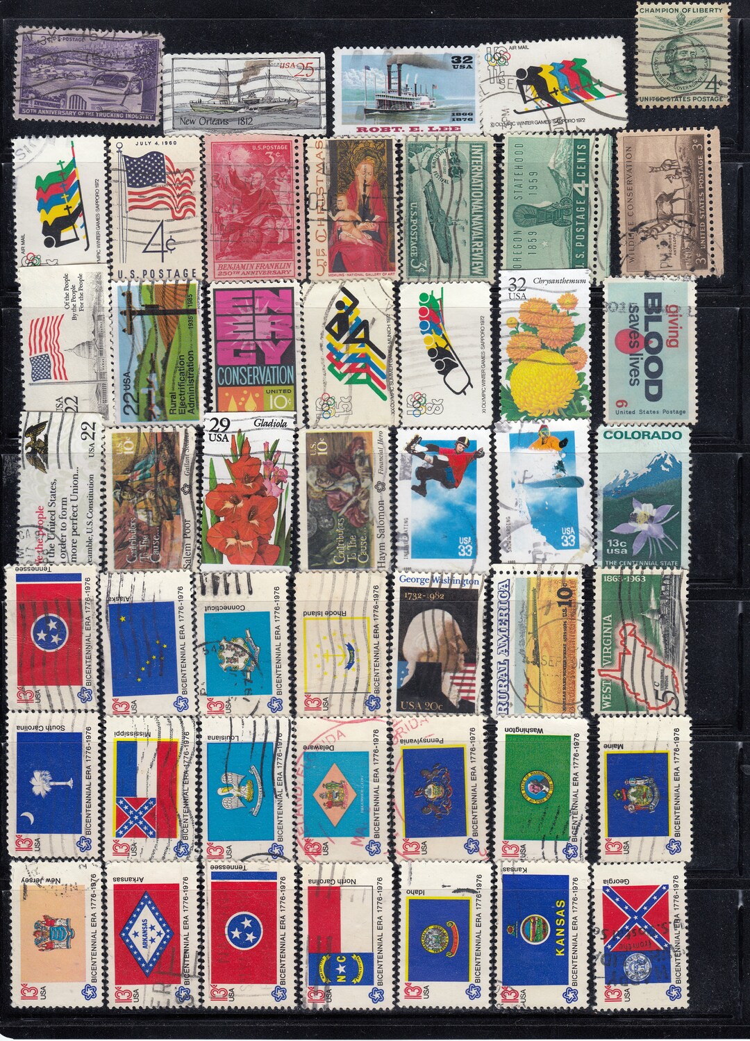 US Postage Stamps – 25 to 200 Different, Used, off Paper - for Art ...