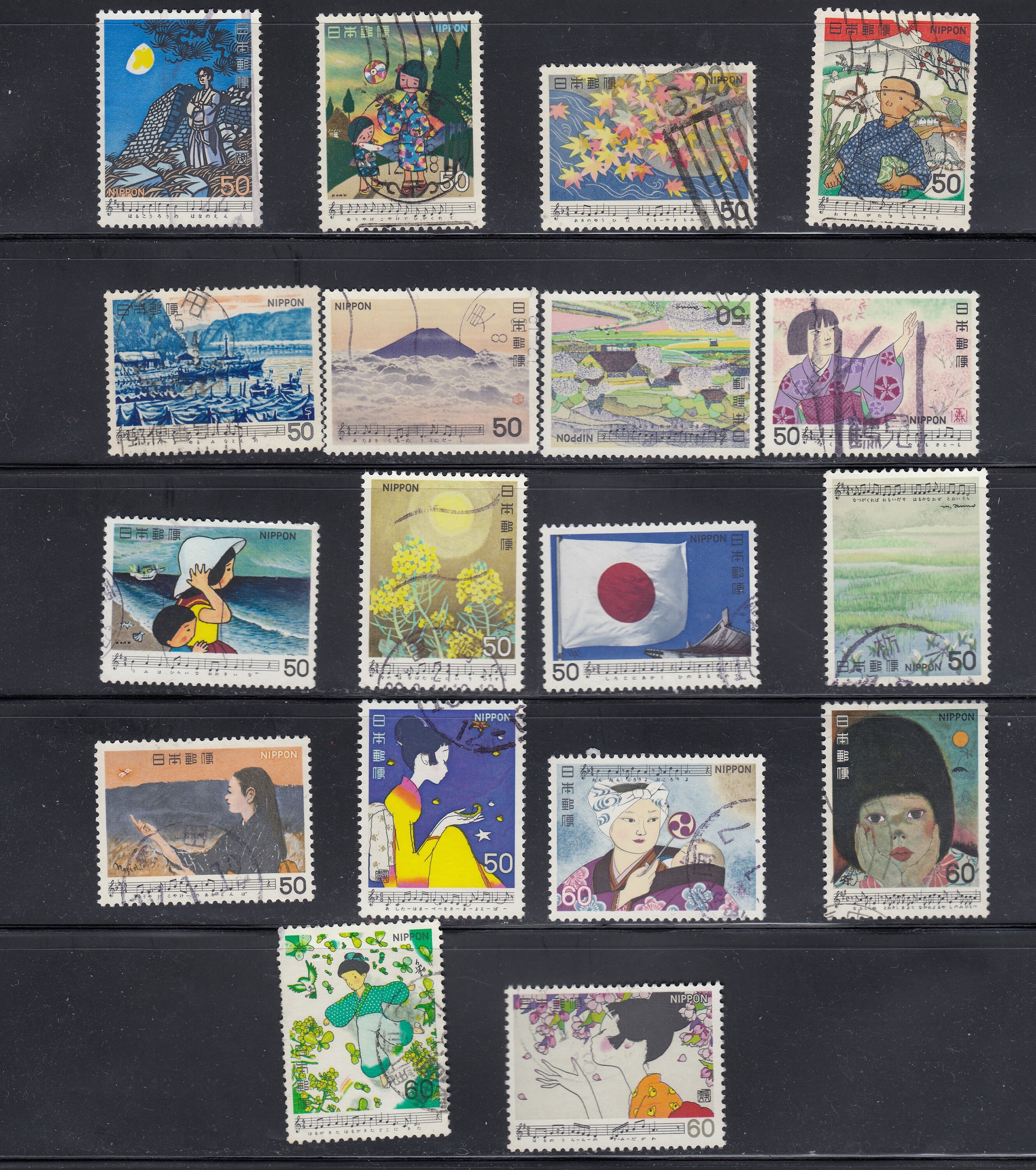 COLOR PRINTED JAPAN [CLASS.] 1871-1940 STAMP ALBUM PAGES (32