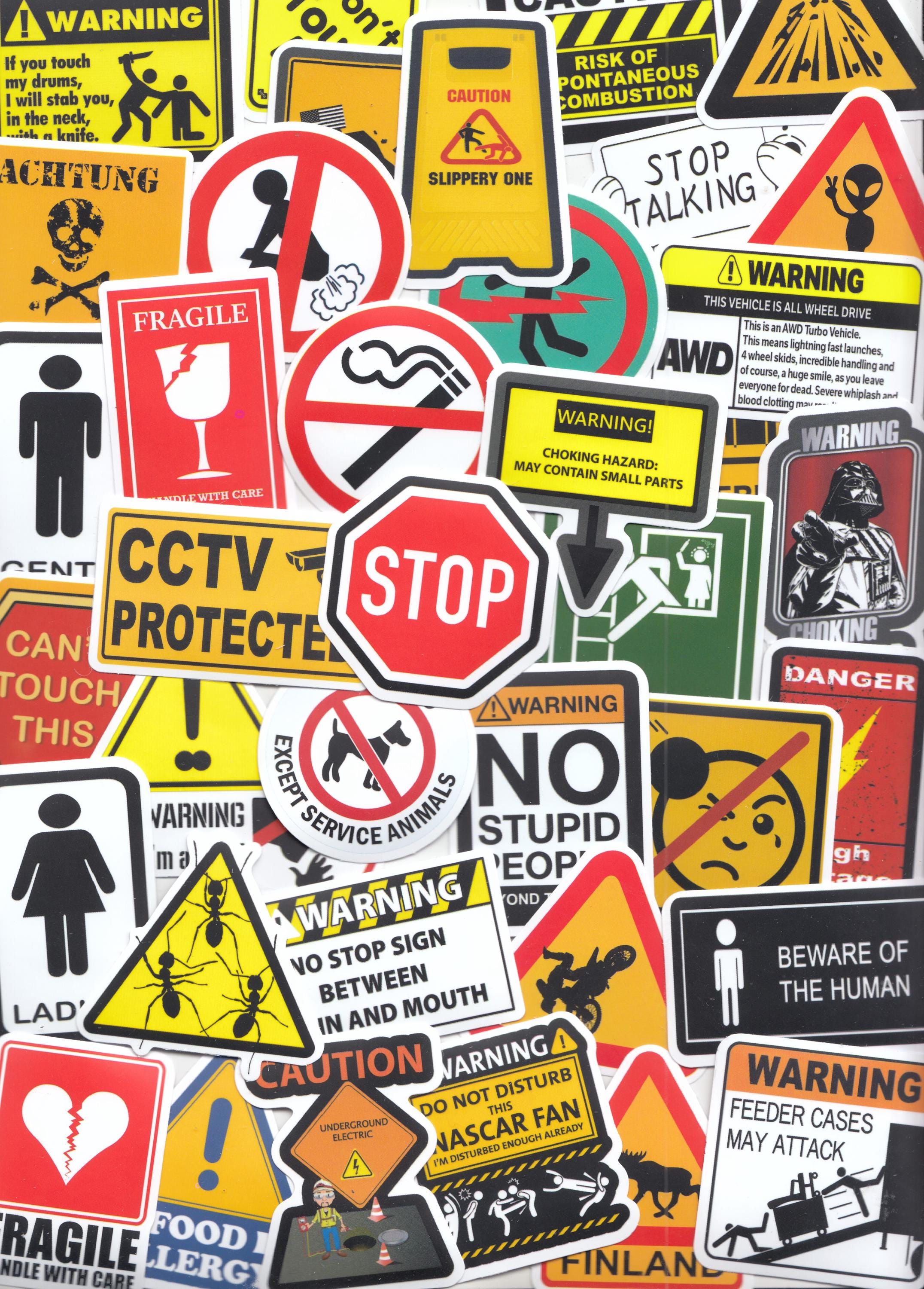 Japanese Warning Stickers, Waterproof Vinyl Decals, Laptop, Phone, Bag ...