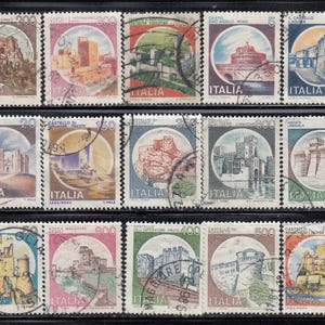 Sellos postales de castillo antiguo: para artistas, manualidades, álbumes de recortes...