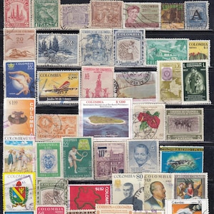 Timbre ancien de Colombie vintage - pour collection de philatélies, scrapbooking et loisirs créatifs