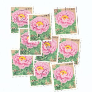 Francobolli giapponesi usati da 5 a 25 volte: peonia, fiori di ciliegio, sakura, pianoforte, fuori carta, per artisti, lavori artigianali, scrapbooking...