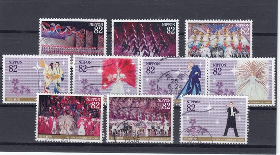 Japan 2014 Takarazuka Revue 100th Anniversary 82Y Complete Used Set Sc#  3658 a-j off paper - for artist, crafting, scrapbooking...