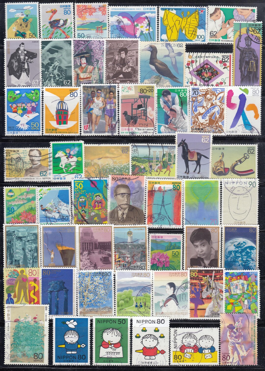 日本のヴィンテージ切手：使用済み、種類も様々 - Etsy 日本