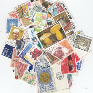 Worldwide vintage to recent Cancelled/Used Postage Large Stamps-all-different for crafts work, collage cards, scrapbook,,,