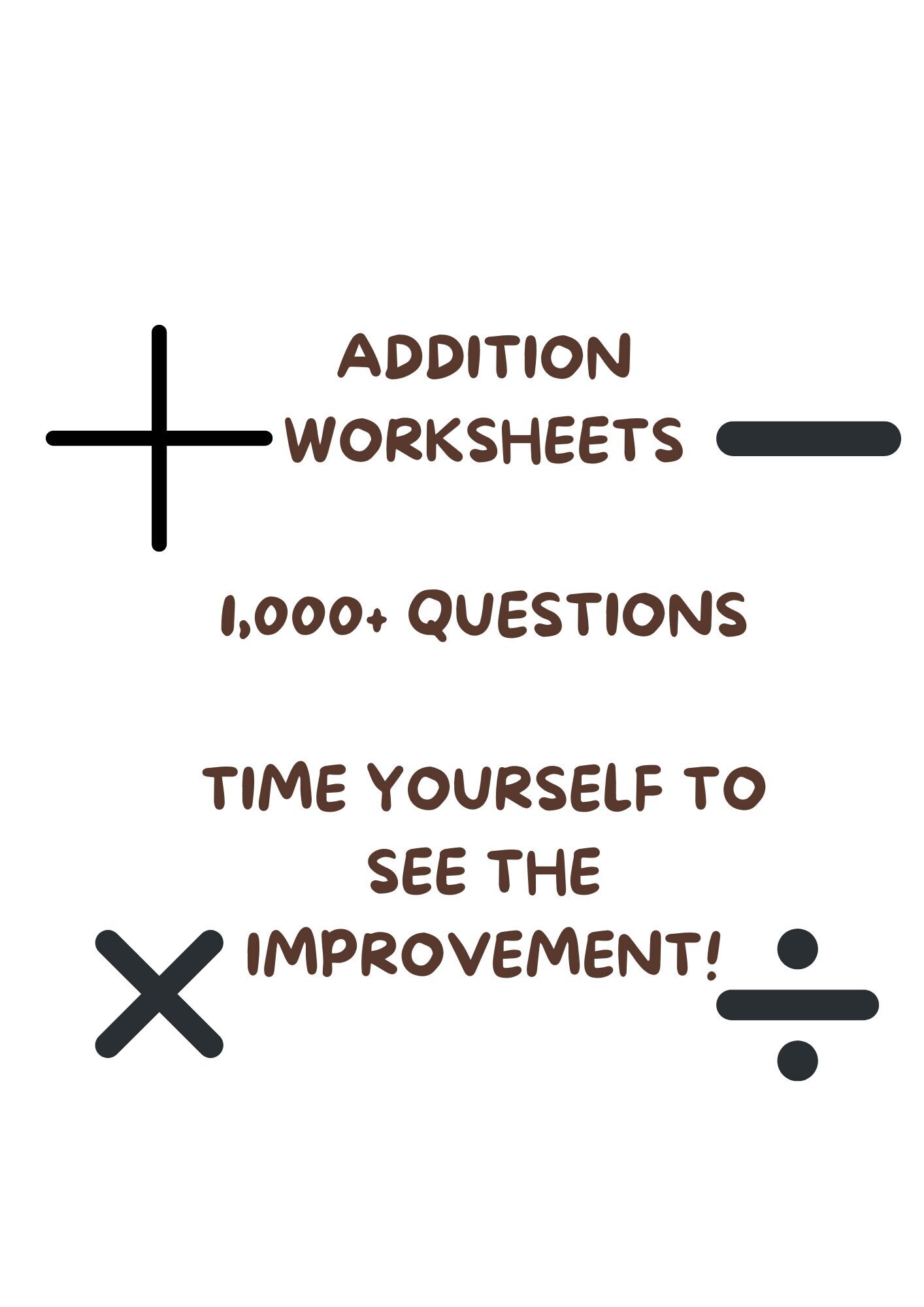 1,000 Addition Questions Printable Math Drills 5-8 Year Olds Instant ...