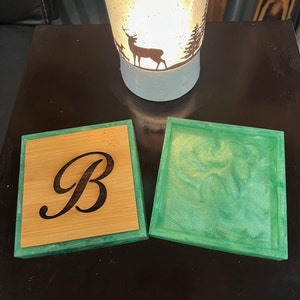 UNIQUE GIFT IDEA/Personalized Coasters/Epoxy Coasters/Monogram Wood/Bar Coasters/Fathers Day/Man Cave/Mothers Dat/Valentines Day/Wood Inlay