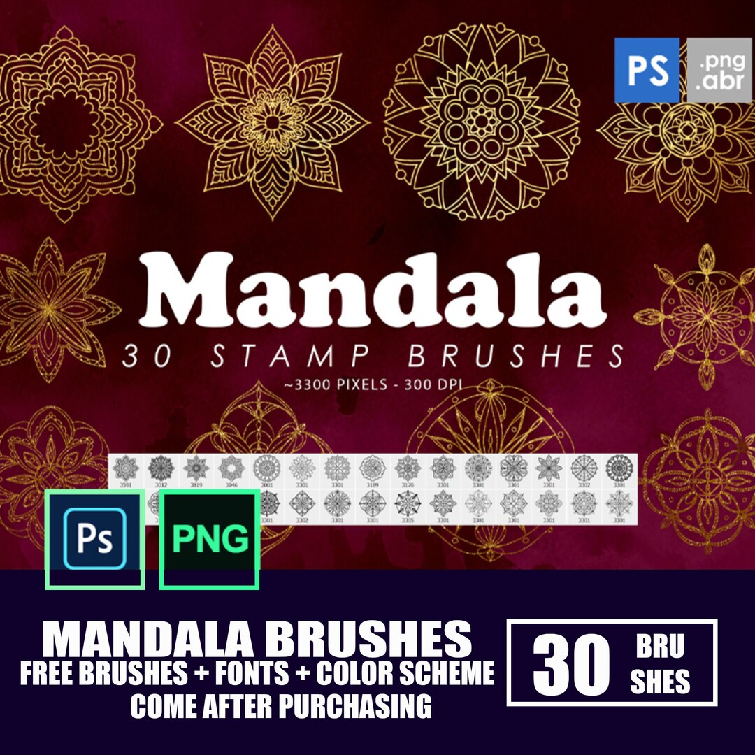 Mandala Brushes/ Brushes/ Brush Set/ Brush Bundle/ Etsy