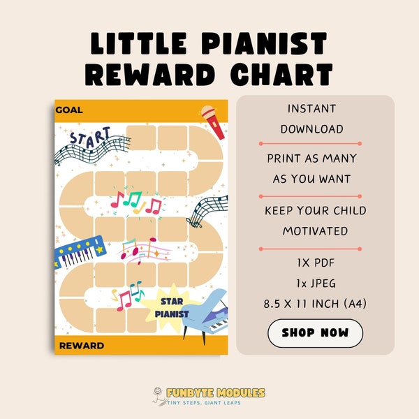 Piano Reward Chart Printable | Piano Practice | Instant Download | Motivational | Sticker Chart