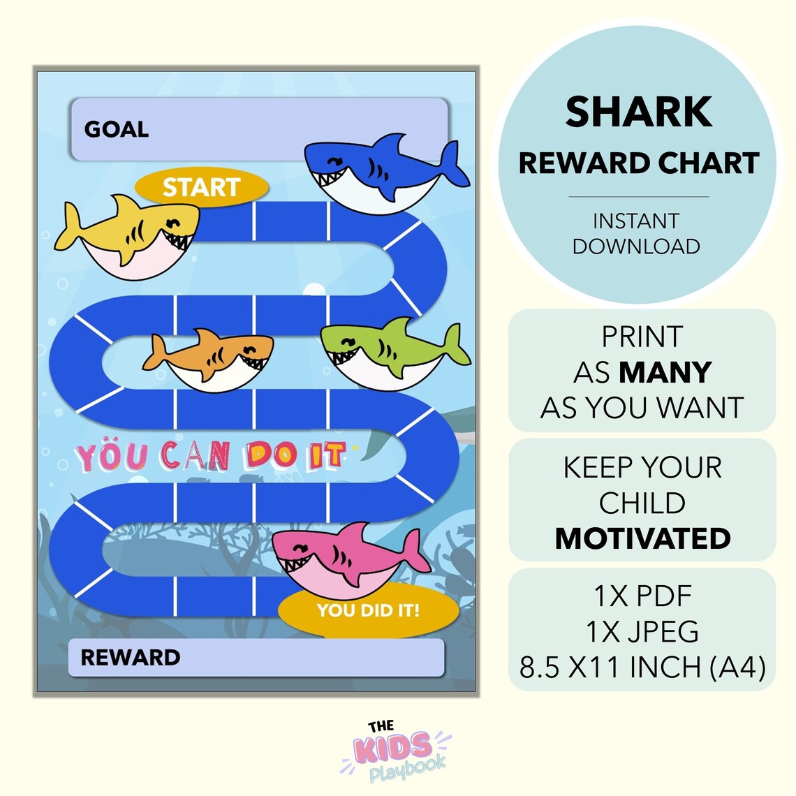 Shark Reward Chart Printable Shark Kids Behavior Chart Instant Download ...