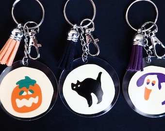 Sugar Cookies Keychains / Halloween Cookies / Cookie Keychains / Halloween Keychains / Cute Keychains / Ghost / Pumpkin / Black Cat Keychain