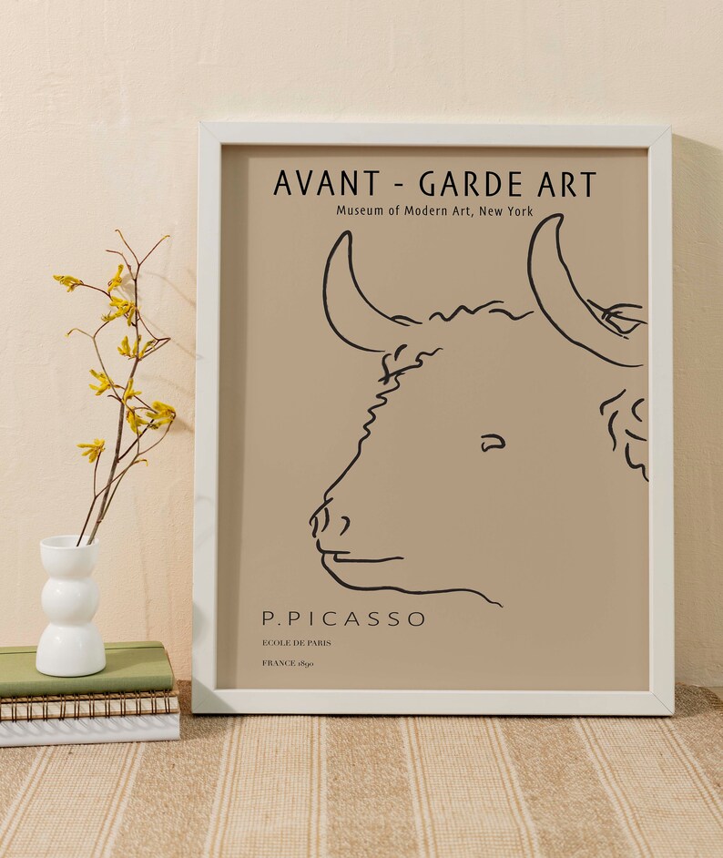 Pablo Picasso the Cow Picasso Animal Line Art Poster Avant - Etsy
