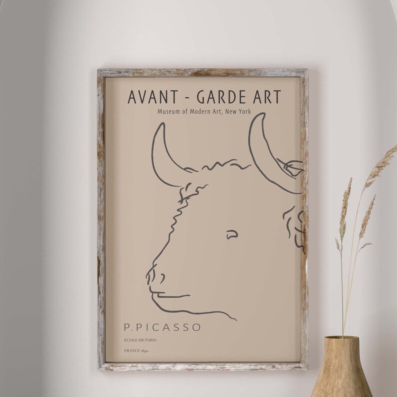 Pablo Picasso the Cow Picasso Animal Line Art Poster Avant - Etsy