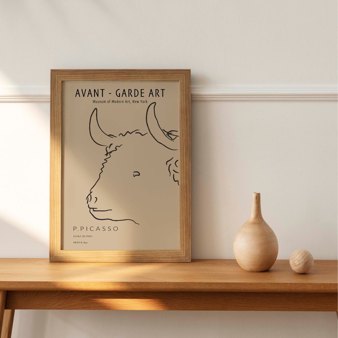 Pablo Picasso the Cow Picasso Animal Line Art Poster Avant - Etsy