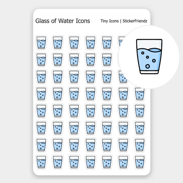Glass of Water Icon Sticker | Planner Sticker | Icon Sticker| Bullet Journal Sticker | Matte Stickers