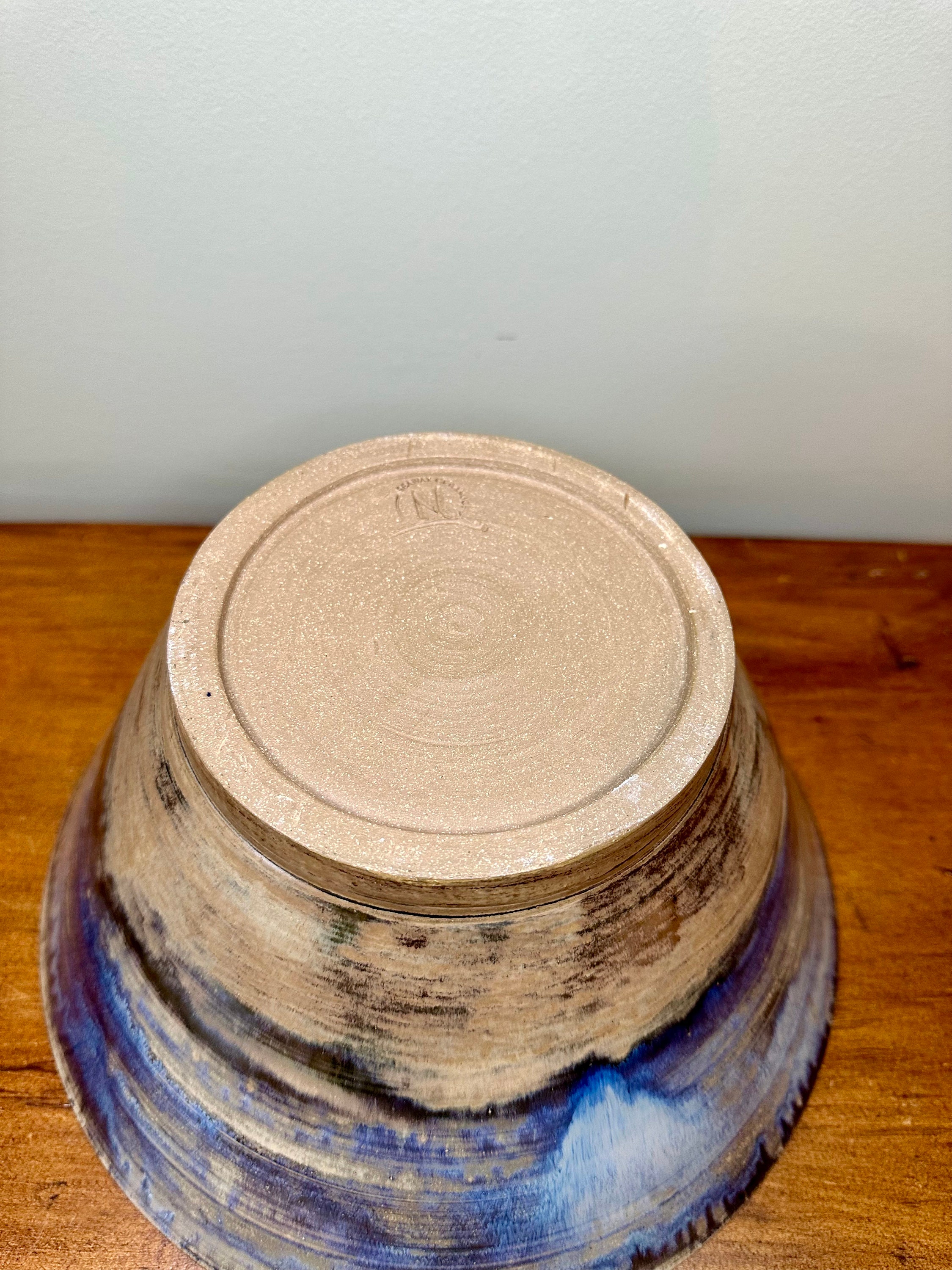 Large Hand Thrown Pottery Bowl Blues & Beige - Etsy