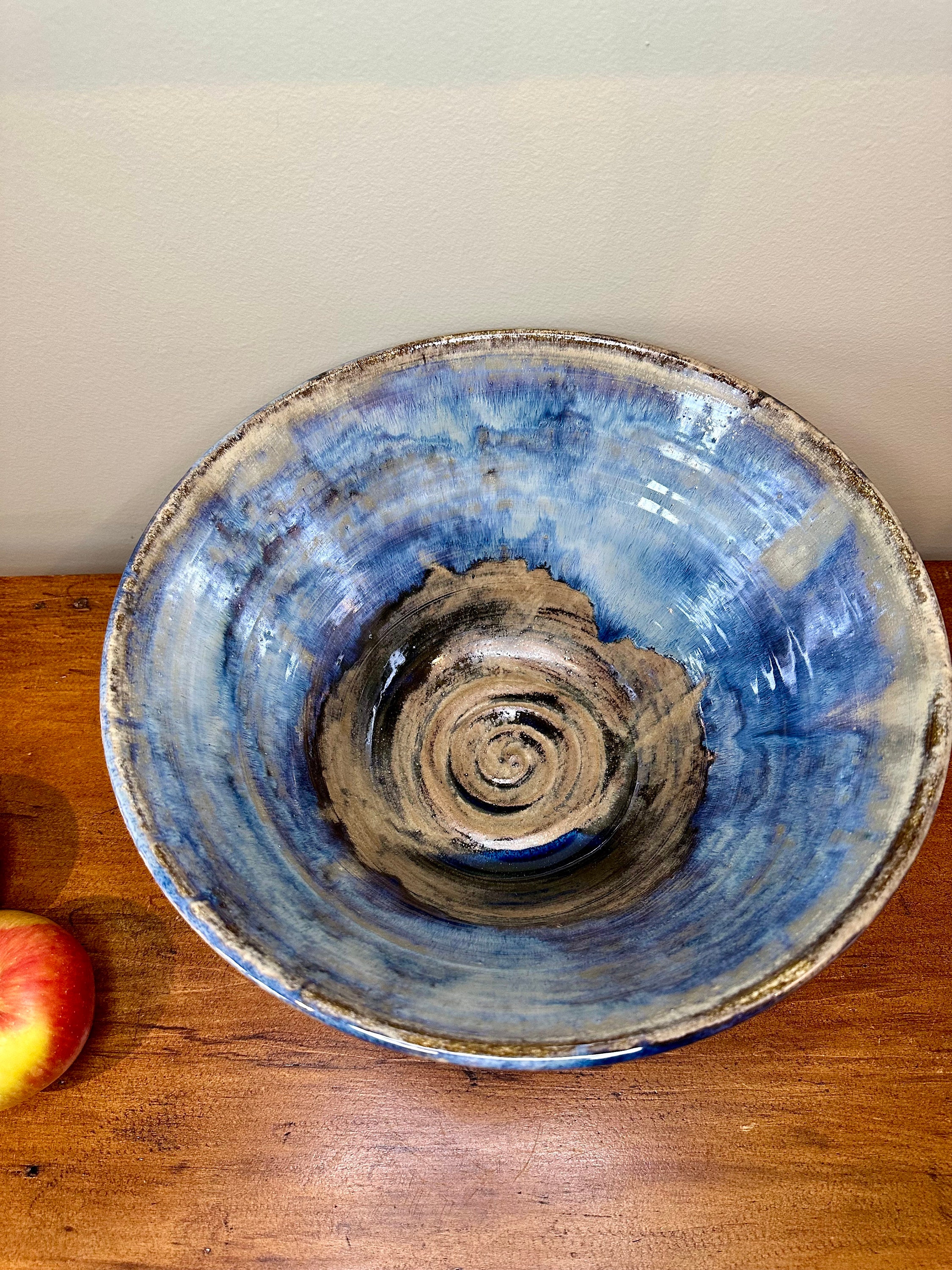Large Hand Thrown Pottery Bowl Blues & Beige - Etsy