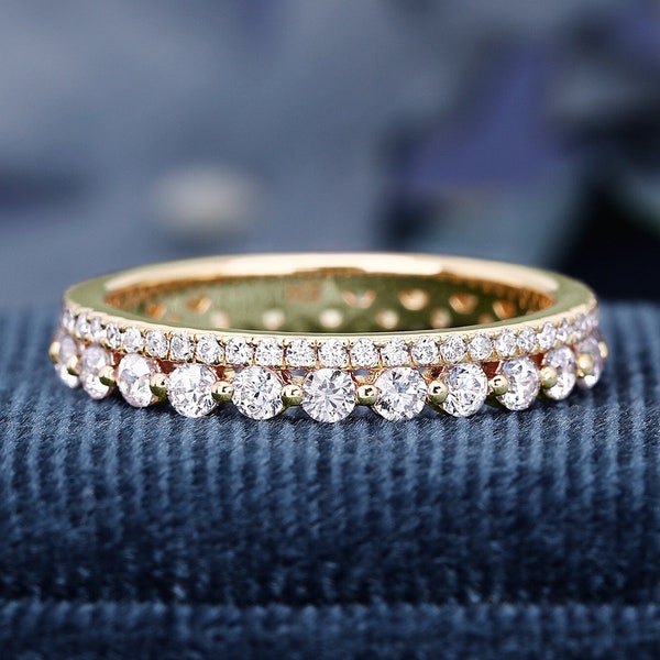 Eternity Band Moissanite 925 Sterling Silver Ring Gemstone Ring For Women Engagement Ring Elegant Band Handmade Gifts For Her Anniversary