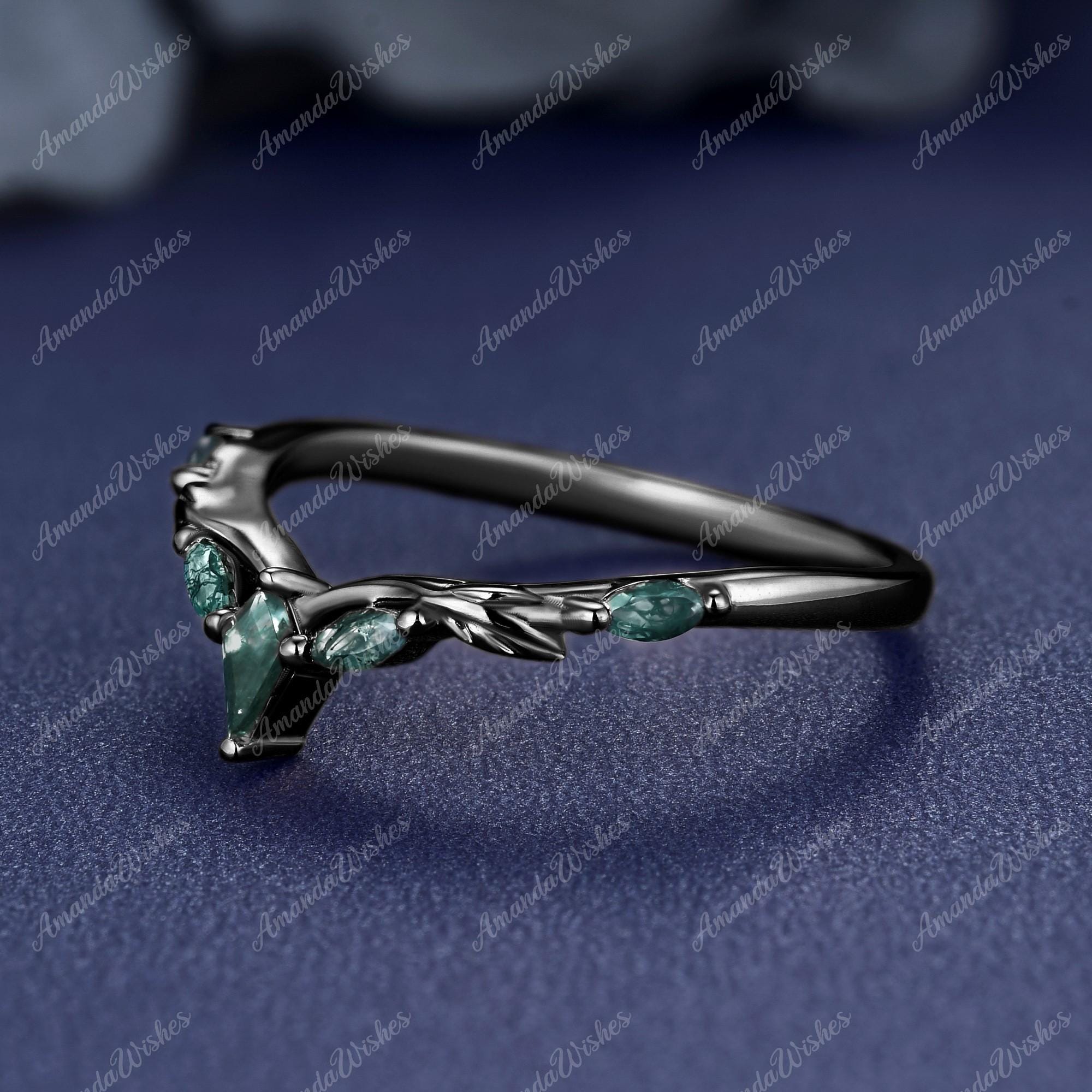 New Design Leaf Sterling Silver Black Gold Plated Ring