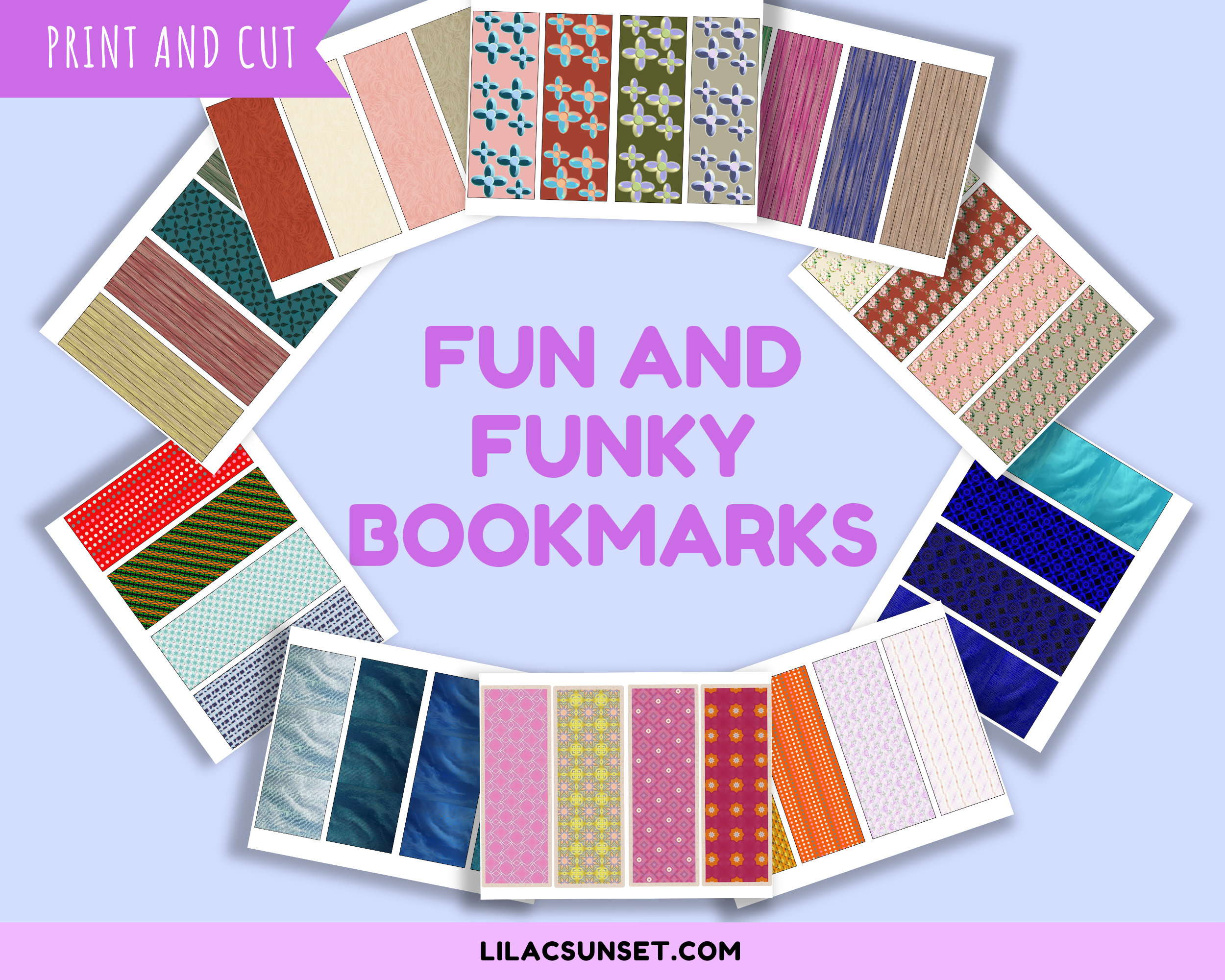 40 Fun and Funky Printable Bookmarks | 7X2 Size | Assorted Colors and ...
