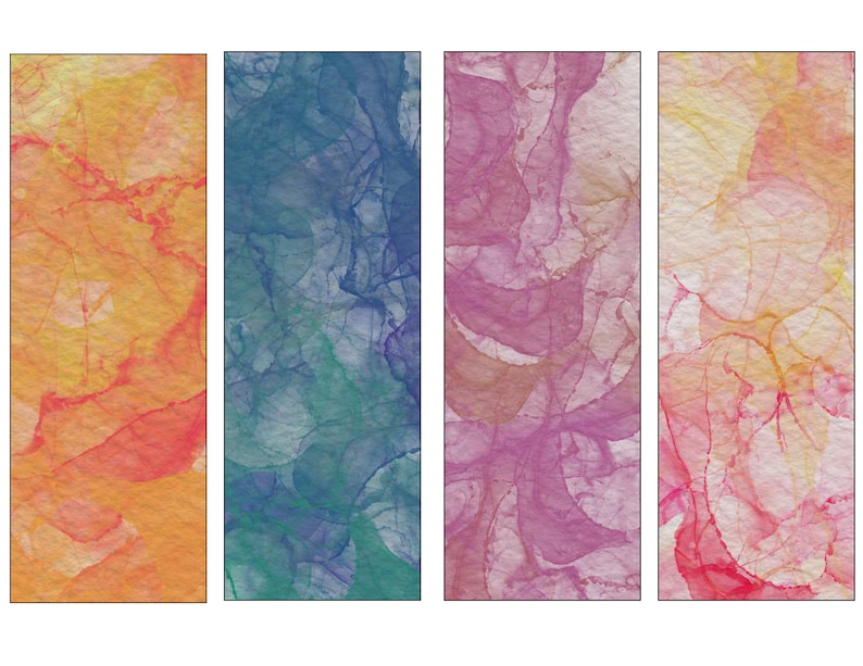 40 Marble Printable Bookmarks | 7X2 Size | Assorted Colors and Patterns ...