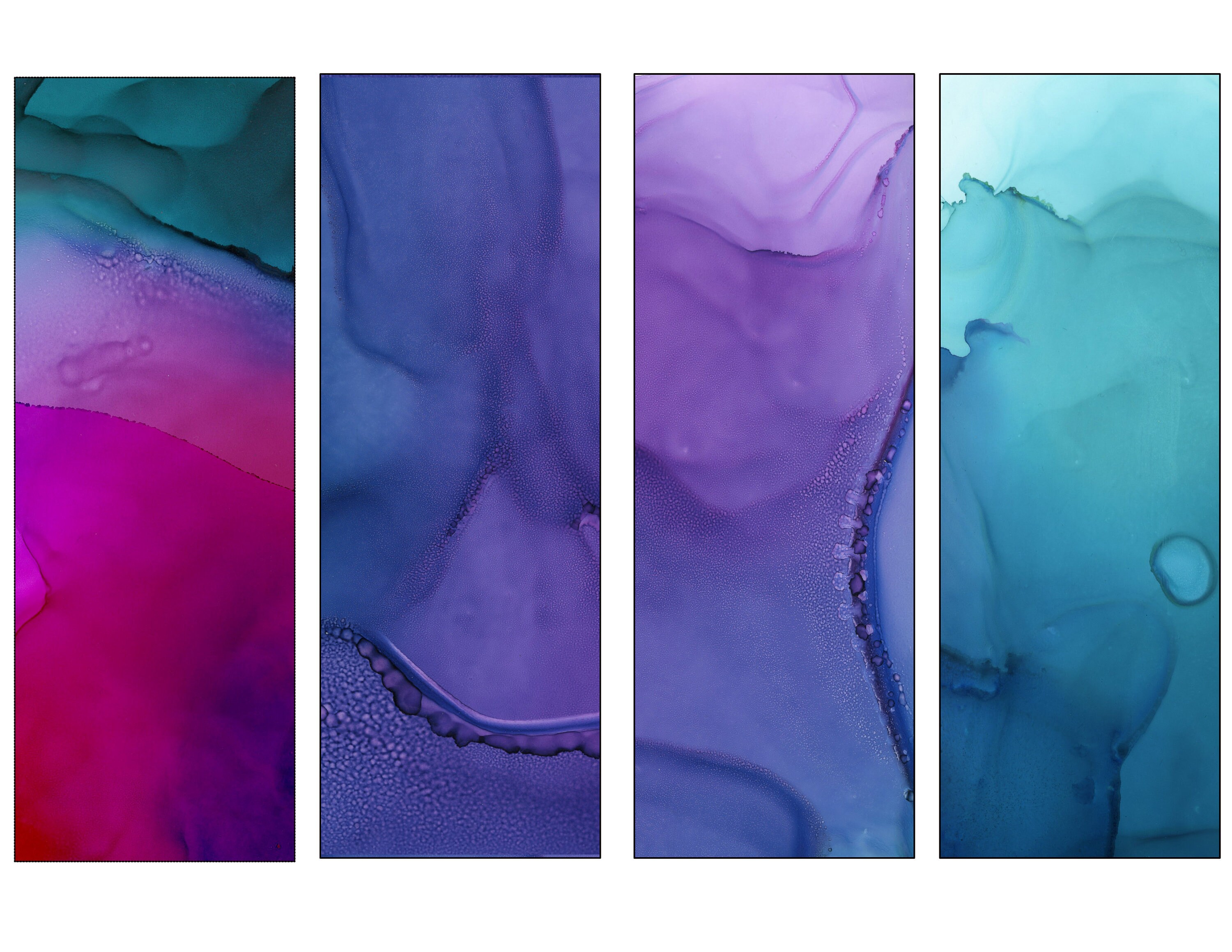 40 Alcohol Ink Printable Bookmarks | 7X2 Size | Assorted Colors and ...