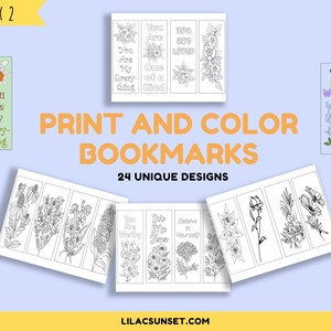 Könnte beinhalten: Ein Set mit 24 druckbaren Lesezeichen mit Schwarzweiß-Blumenillustrationen und inspirierenden Zitaten. Die Zitate beinhalten "Du bist mein Ein und Alles", "Du bist geliebt", "Du bist einzigartig", "Du bist es wert", "Nur Zeit für mich" und "Glaube an dich selbst".