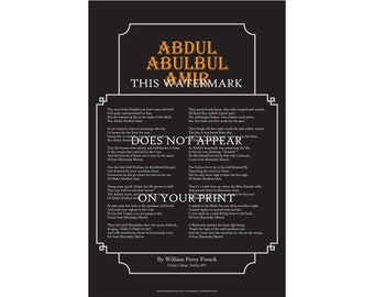 Abdul Abulbul Amir Art Print – Humorous Poem by Percy French 1877 Art Poster – Size: A2 59 x 42 cm 23 x 17 inches