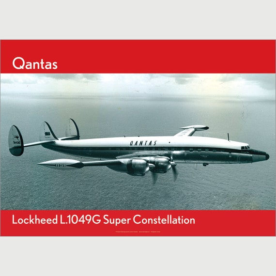 Qantas Lockheed Super Constellation Art Print - Vintage Airline