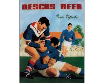 Resch's Beer Retro Art Print – 1930s Football Pub Sign