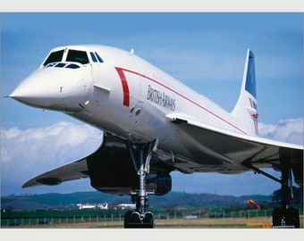 British Airways Concorde Art Print - BAC Aerospatiale Supersonic Aircraft Airliner - 3 sizes available poster-print