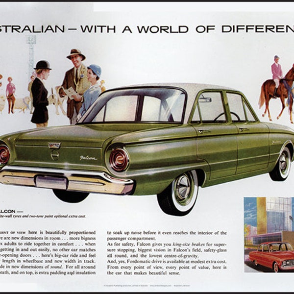 Ford Falcon XK With a world of difference advert – Quality Reproduction Art Print – Poster Print on Satin Art Paper – 2 sizes available