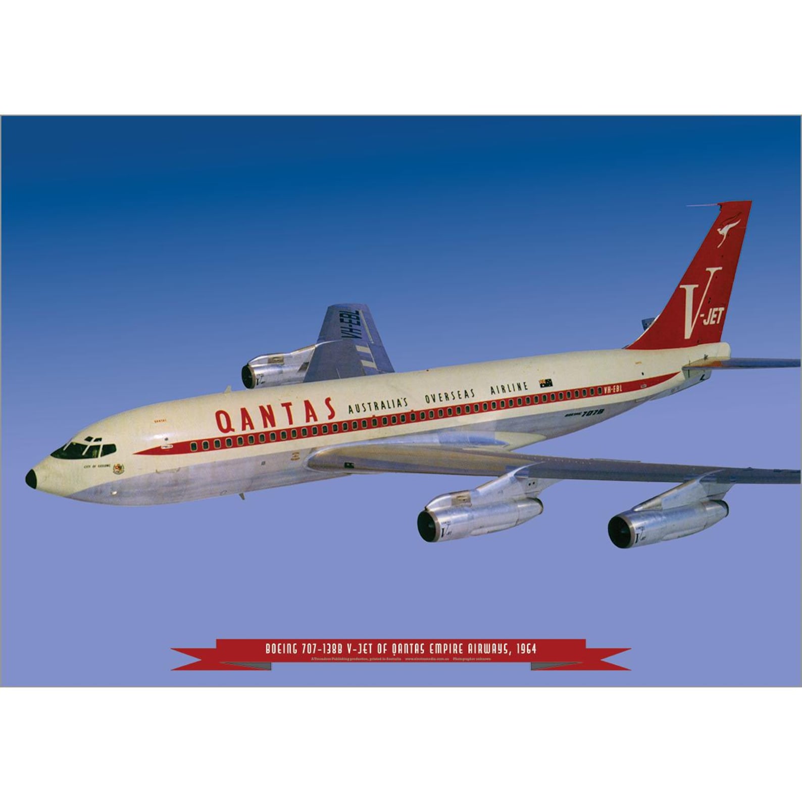 Qantas Empire Airways Art Print – Boeing 707-138B V-jet in Flight 1964 ...