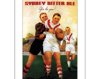 Tooth's Sydney Bitter Ale 1930s Retro Pub Sign Art Print – 'After The Game' Football players – 3 sizes available