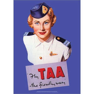 Trans-Australia Airlines Nola Rose Art Print – Hostess Promotional Image 1950s - 3 sizes available