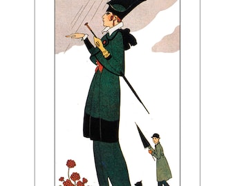 Georges Barbier Art Print – 1914 Fashion Illustration, French Style